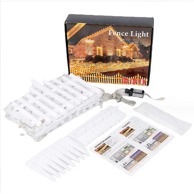 Fence Light Christmas Tree Decoration Outdoor Rail Fence Barrier Stockade Light for Yard Patio Pathway Decoration