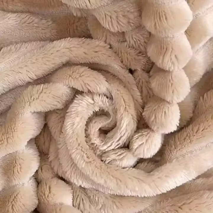 Flannel Fleece Modern Solid Color Design Super Soft Dyed Striped Throw Blanket Plush Baby Sofa Blanket