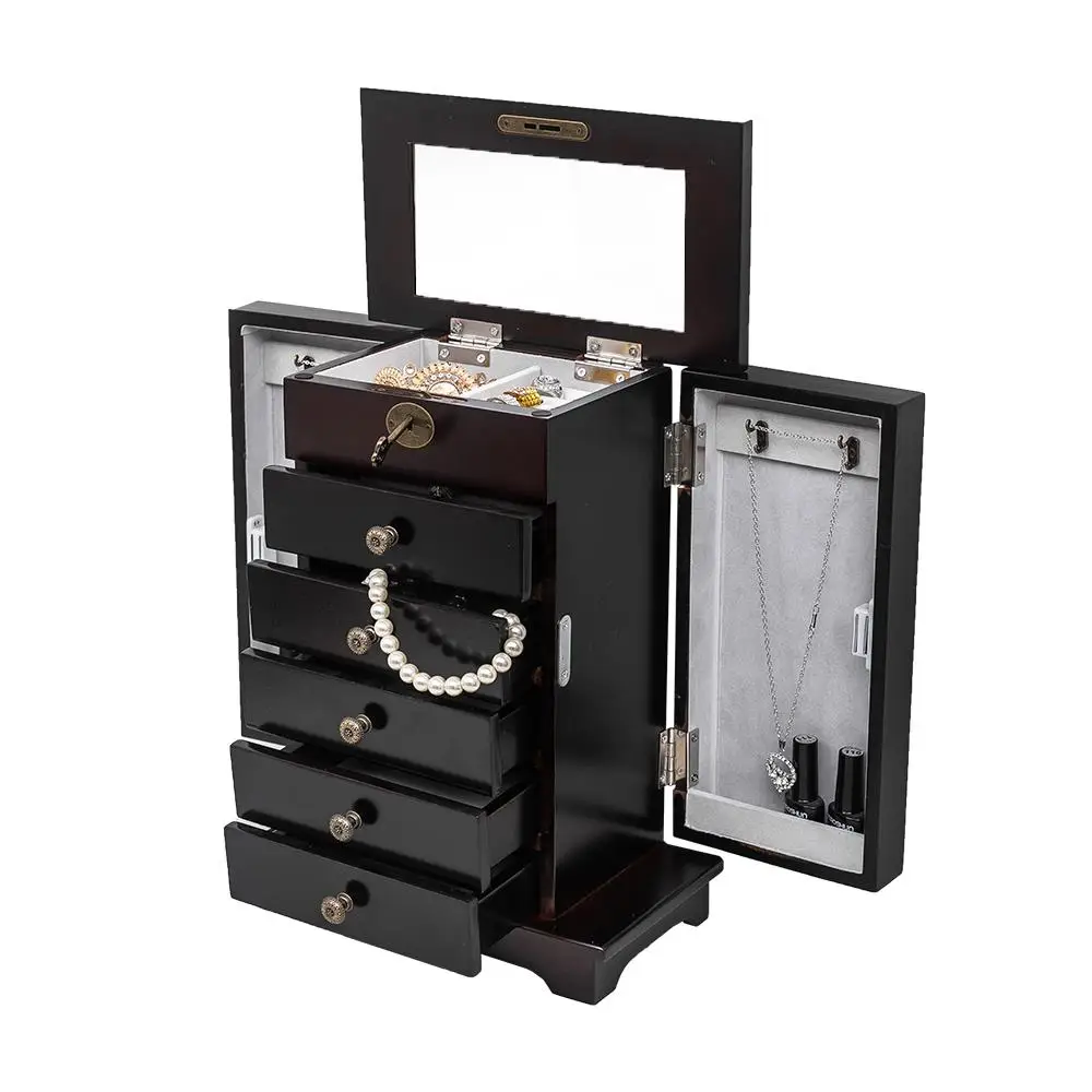 Wholesale High-End Custom Walnut Jade Wooden Organizer Jewelry Gift Storage Box Earring Display