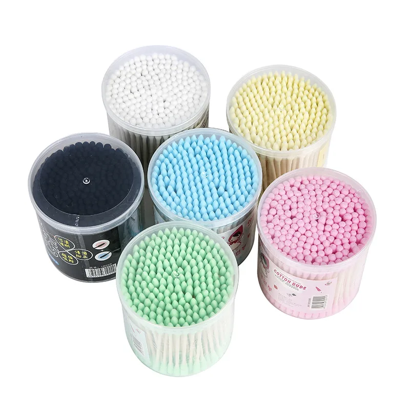 Наконечник с круглой головкой, спиральная головка, 200 цветов, черная бумага для удаления макияжа, деревянная палочка, ватные палочки