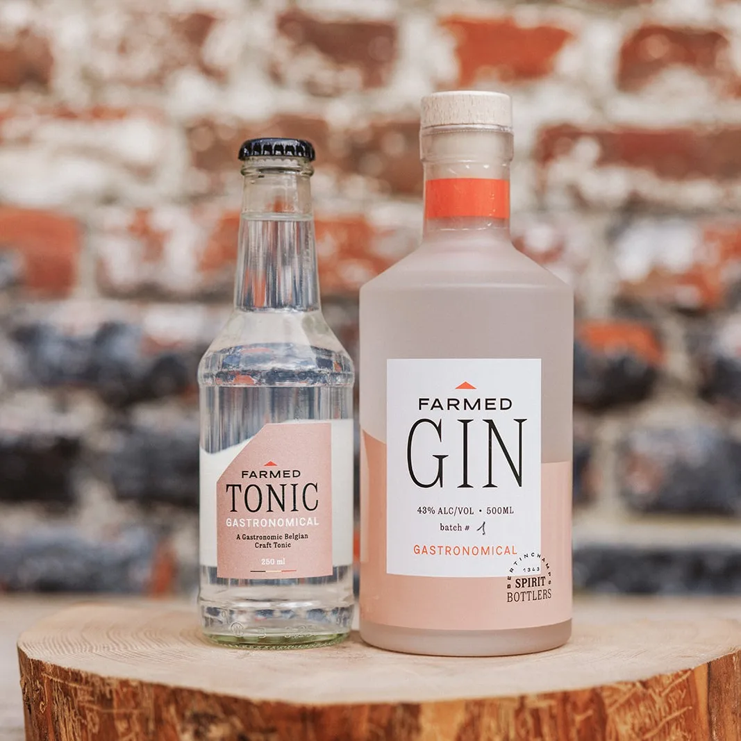 Bottle 50cl Farmed Gastronomical Gin Belgian Craft Gastronomical Plankton Oyster Shell Ginebra Premium VIP Gin Belgian Producer
