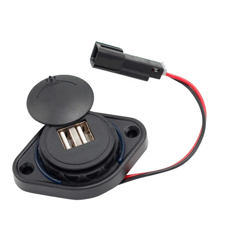 12V  3.1A Flat Surface Panel Mount  Car Seat Dual USB Bus Charger With Connectors