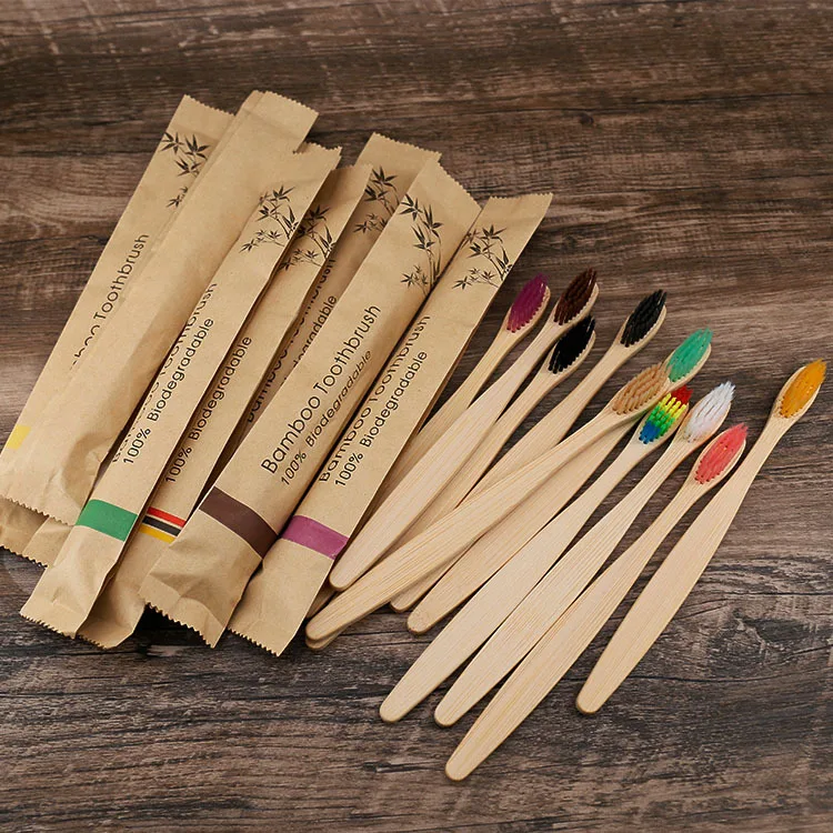 Wholesale Individually Full Wrapped Eco Friendly Biodegradable Bamboo Toothbrush For Travel Hotel