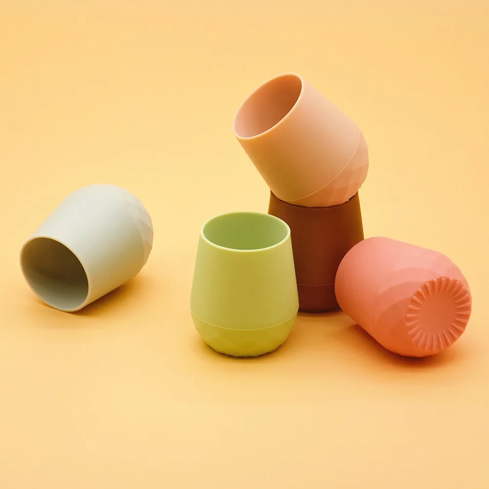 BHD Non-toxic Infant Spill Proof Baby Tiny Water Drinking Learner Cup BPA Free 100% Silicone Toddler Training Cups