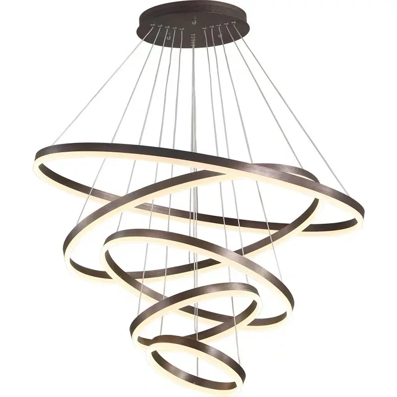 SANXIANG Large Circle Golden Acrylic Creative Design Indoor Lighting Led Lamp High Ceiling Modern Custom Chandelier