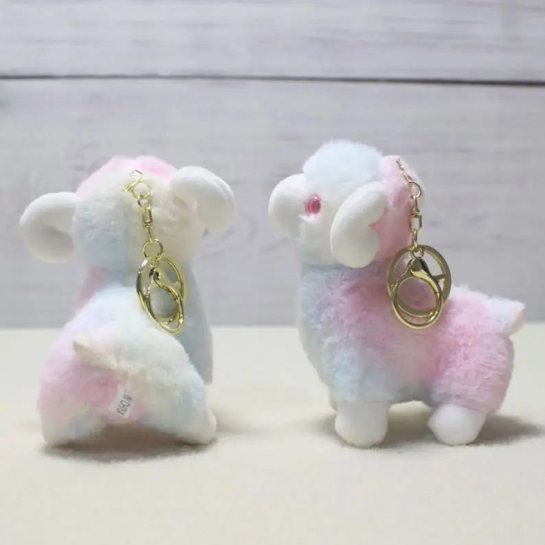 Plushie sheep keychain Stuffed Animal Toys Cute soft alpaca key chains sheep toy bag pendant decoration sheep plush toy keychain