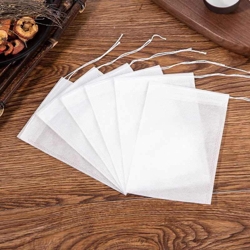 100pcs/bag Different Size Disposable Heat Seal Biodegradable Tea Bags with String Empty Filter non-woven fabrics Tea bag DH8888