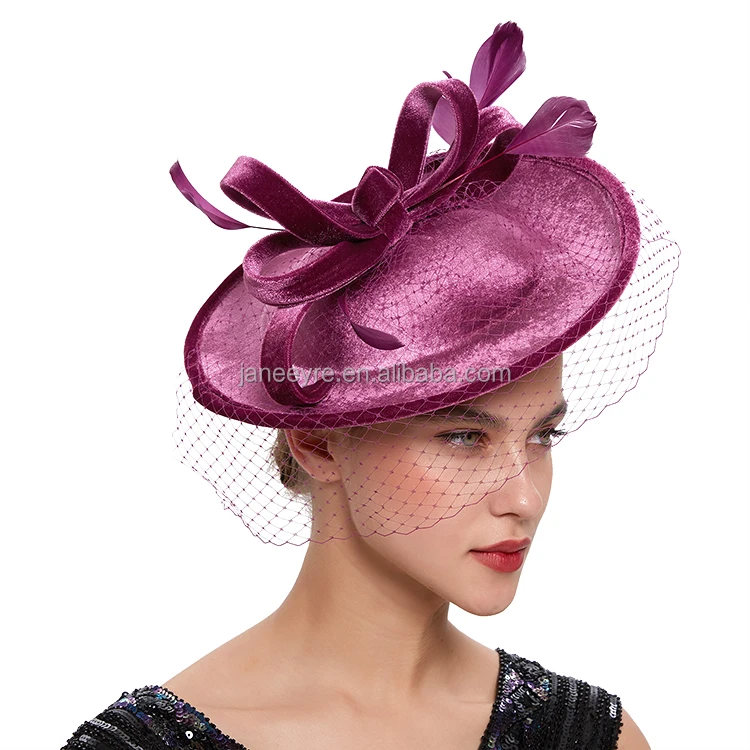 Hot Sale Beauty Velvet Fascinators Hat Derby Church Hats for Women