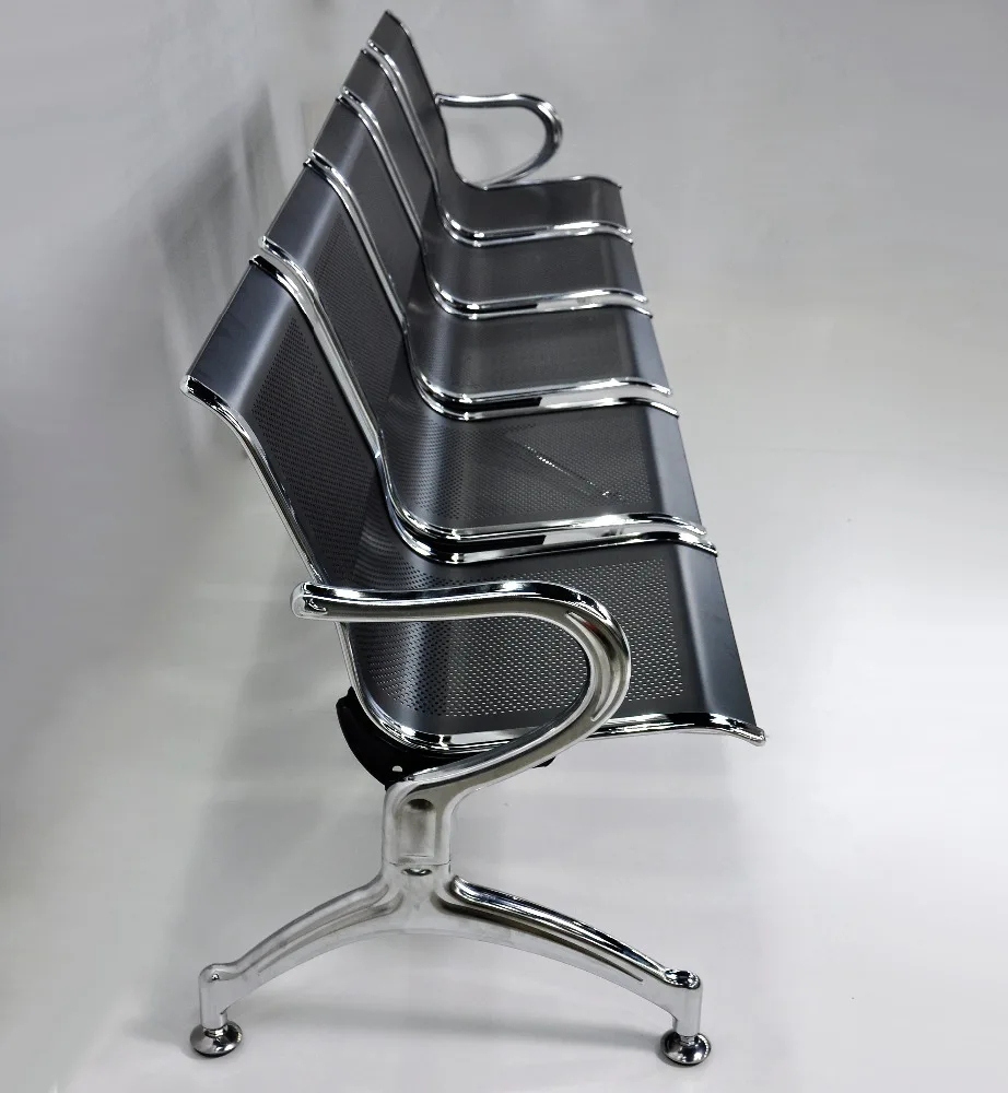 Customers 5 Seater Black Airport Waiting Bench Seats Gang Chair Waiting Area Airport Waiting Chair