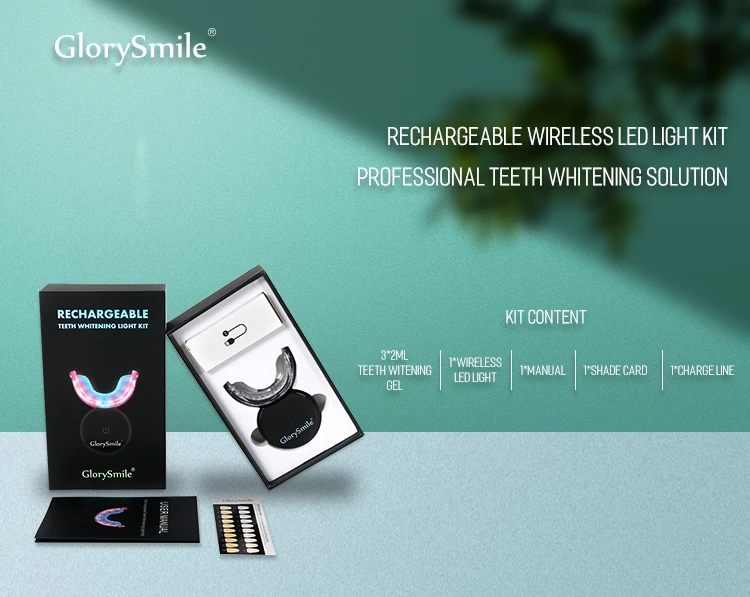 New Teeth Whitening Rechargeable Cordless Peroxide Free Red Blue Ray LED Light Wireless Teeth Whitening Kit