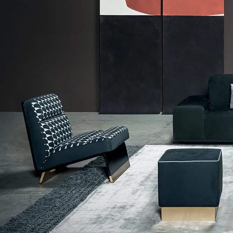 Italian light luxury single sofa chair designer creative zebra print leisure chair hotel villa model room chair