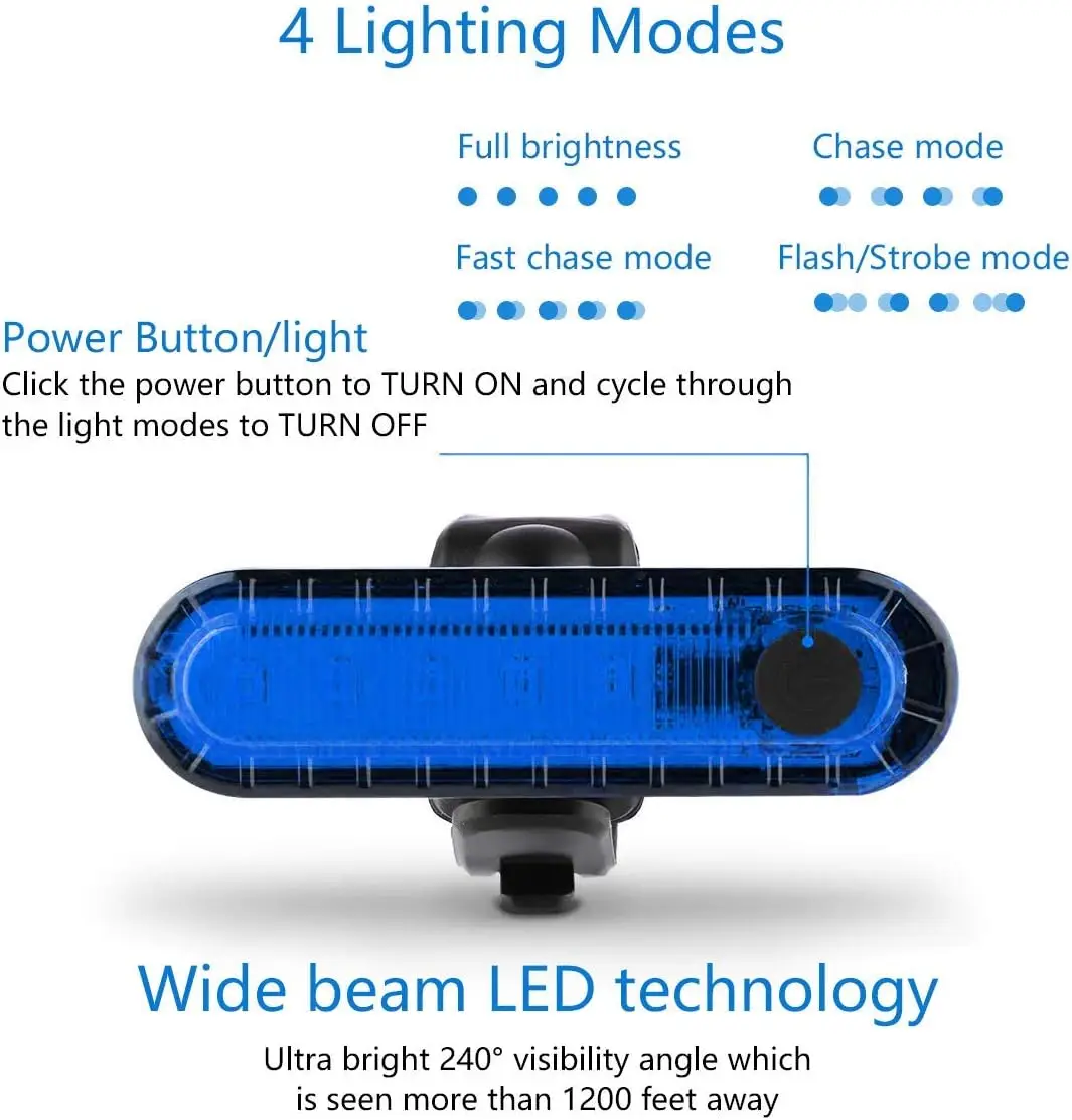 USB Rechargeable Bike Rear Light LED Bicycle Warning Lamp Cycling 330mah Safety Tail Light Battery Color Box 4 Hours