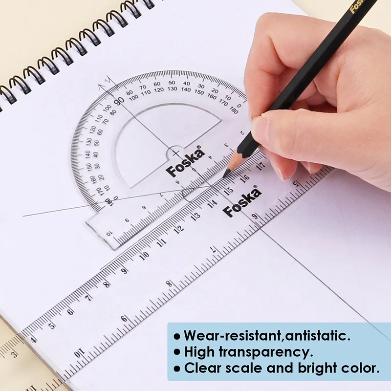 4 Pieces Students Plastic Geometric Ruler Set