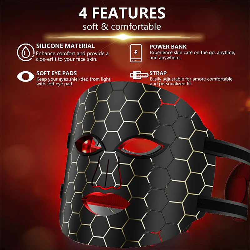 Household LED Photon Skin Rejuvenation Mask Infrared Illuminating Beauty Instrument New Silicone Phototherapy Led Mask