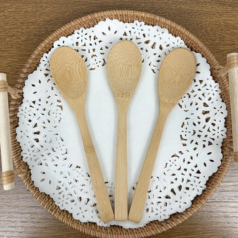 Индивидуальная Высококачественная натуральная ложка, Экологичная термостойкая бамбуковая кухонная утварь, круглая ложка с длинной ручкой, деревянная бамбуковая ложка