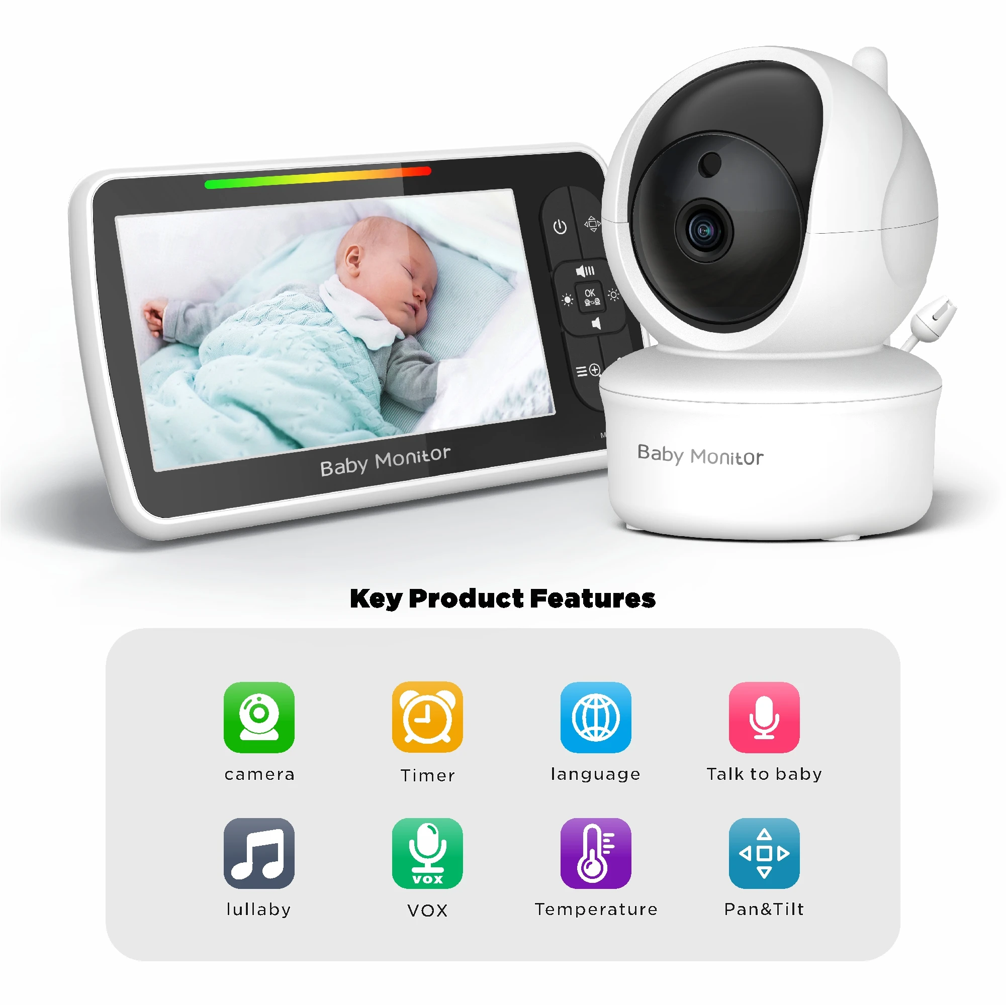 OEM baby camera home Tuya Smart life wifi baby monitor crying audio detection sleep baby monitor with temperature monitor