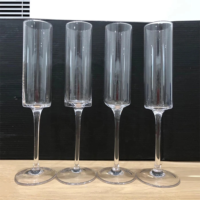 6oz Clear square acrylic glass drinkware plastic champagne glasses flutes elegant plastic champagne flutes