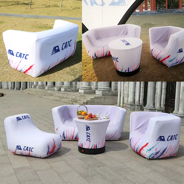 CATC Love Sofa Inflatable Branded Display Exhibition Events Seats Advertising PVC Waterproof Inflatable Double Sofa