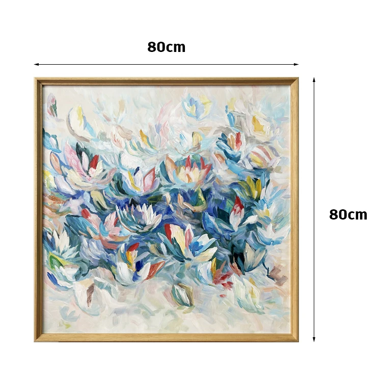 Handmade Solid Texture Wall Art Prints - Impressionist Flowers Oil Paintings - Modern Artwork Pictures for Living Room