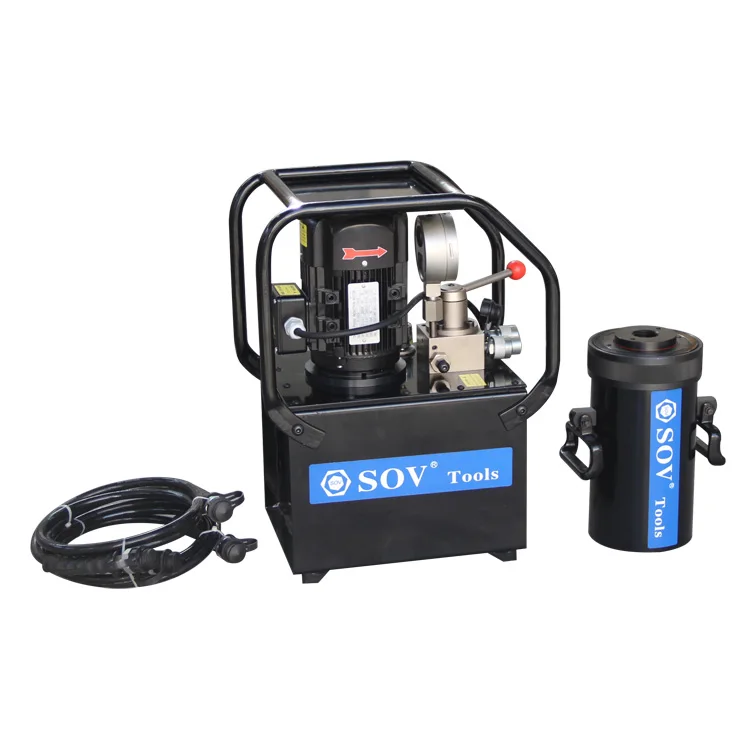 100T High Pressure Double Acting Center Hole Hollow Plunger Hydraulic Jack Cylinder