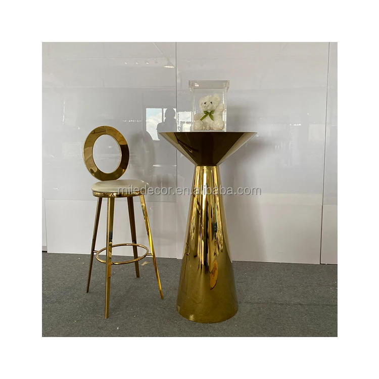 Wholesale High Quality Stainless Steel Table Gold Round Bar Table For Hotel Restaurant