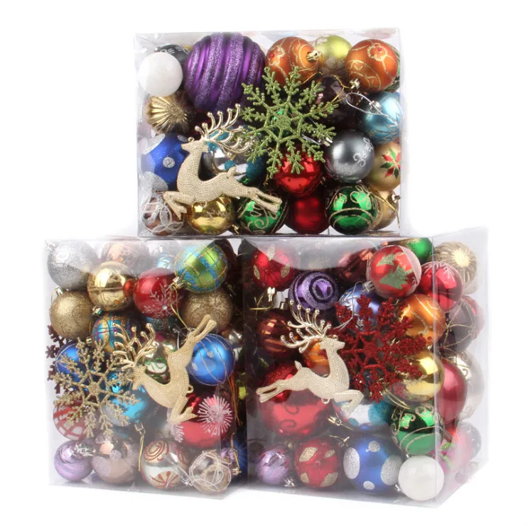 
New 60-70 PCS Best Christmas Tree Ornaments Pendant Light Christmas Decoration Ornaments Ball Painted Glitter Christmas Baubles 