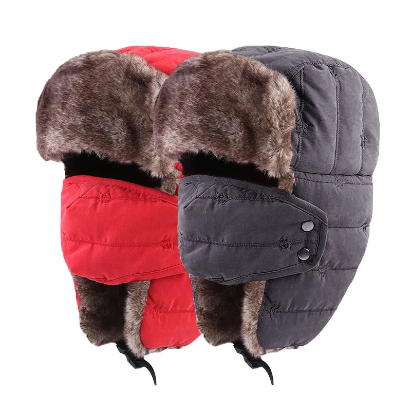 Factory Fashion Waterproof Winter Faux Fur Trooper Trapper Hat Warm Winter Hats Hunting Hat with Mask Ear Flaps