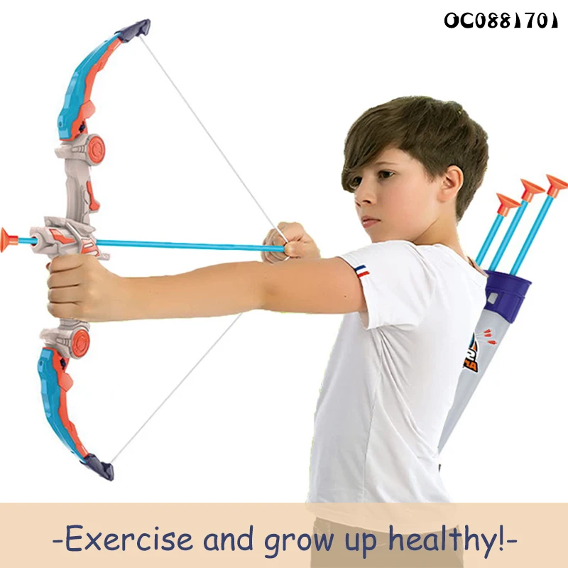 Folding Outdoor Sport Plastic Bow and Suction Cup Arrow Toys Set With Target