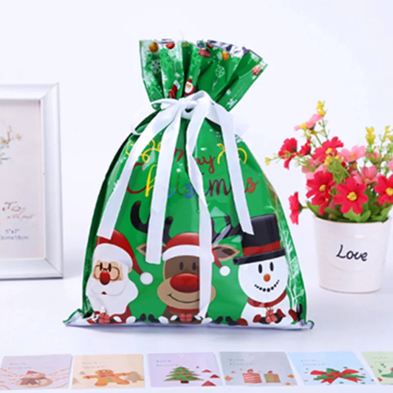 free sample plastic bags recyclable aluminum foil christmas drawstring plastic bags for gifts bag with logo