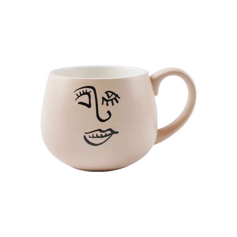 Nordic Minimalist Line Abstract Art Ceramic Matte and Glossy Belly Coffee Milk Mug