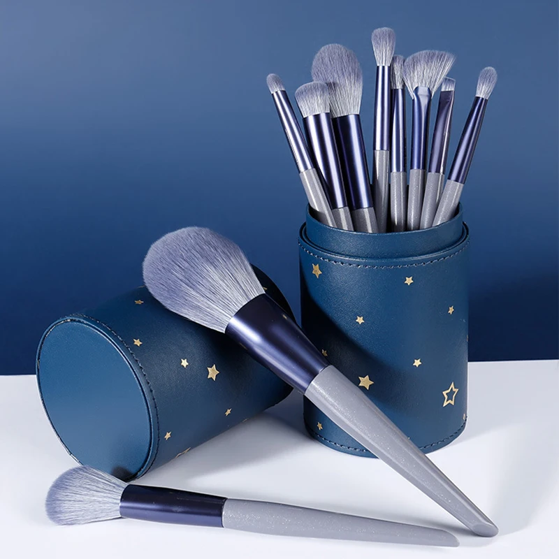 Competitive Price Cosmetic Glitter Beige Lash Cleansing Horse Hair Makeup Brushes Set Hourglass 18 Pcs Premium Synthetic 2 In1