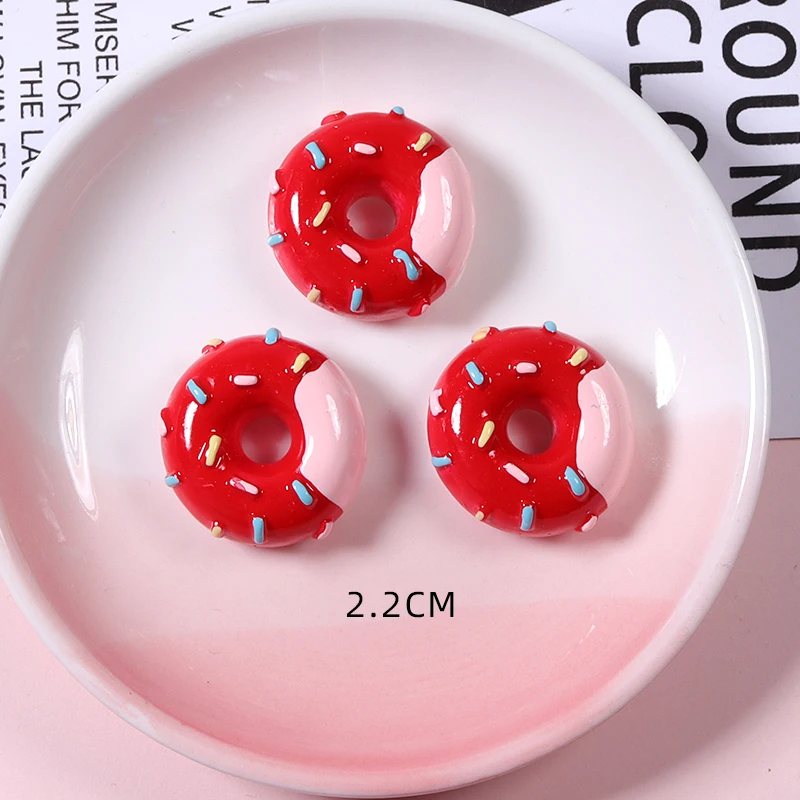 Colorful 2cm mini  Kawaii Donut  kawaii Resin charms DIY earrings phone case decoration pendant  hairpin can add hook