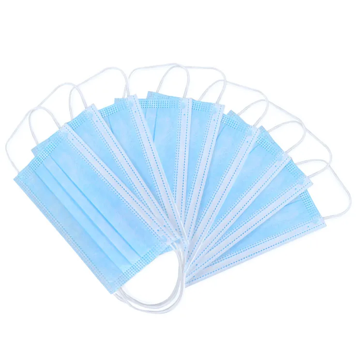 Wholesale High Quality Face Mask Blue Earloop Non Woven Masker 3 Ply Disposable medicos facemask