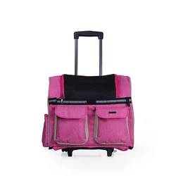 wholesale stock cheap Pet trolley  stroller dog cat trolley bag carrier with wheels backpack for dogs and cats
