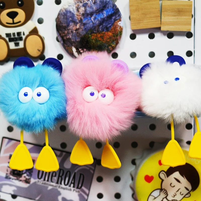 pompom love insect keychain DIY Sublimation llaveros big  white dog wild boar  10cm Cute plush bird gift 3d balls plush keychain