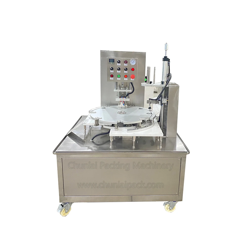 Full Automatic Potato Chips Can Top Cover Sealing Packaging Machine