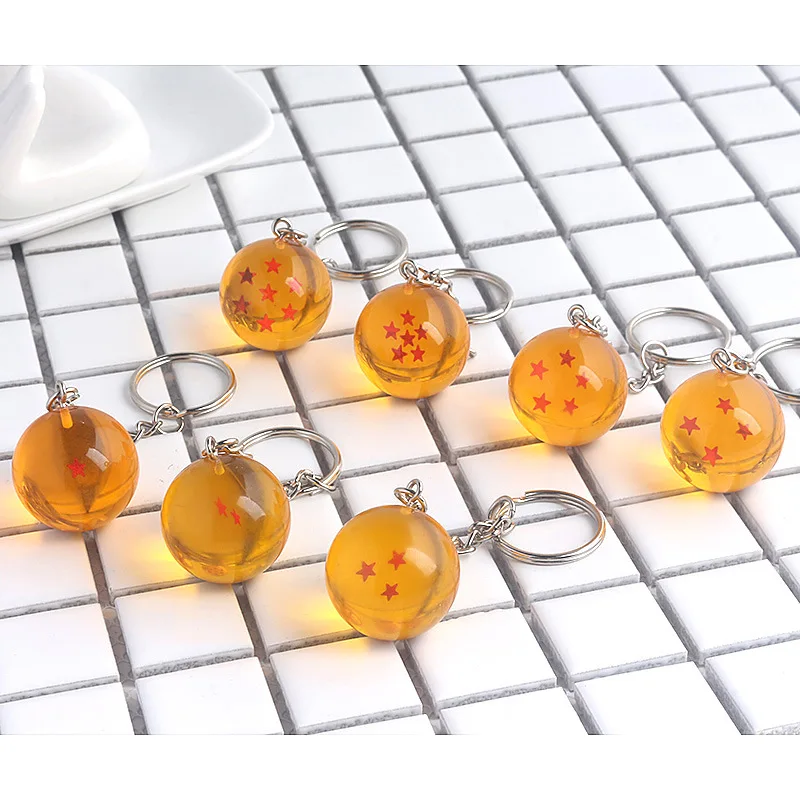 Custom Anime Keychain Charms 1 2 3 4 5 6 7 Star Dragon Balls Keyring Pendant