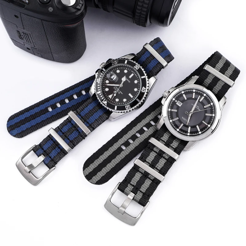 Multi-Colors Nylon Watch Strap 18mm 20mm 22mm 24mm Adjustable Canvas Watch Bands Replacement Wristbands