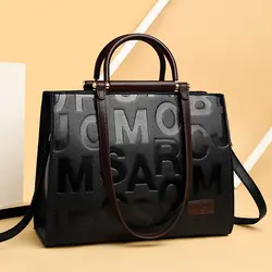 2022  Trendy Women Big Handbag Wholesale PU Leather Large Capacity  Tote Hand Bag