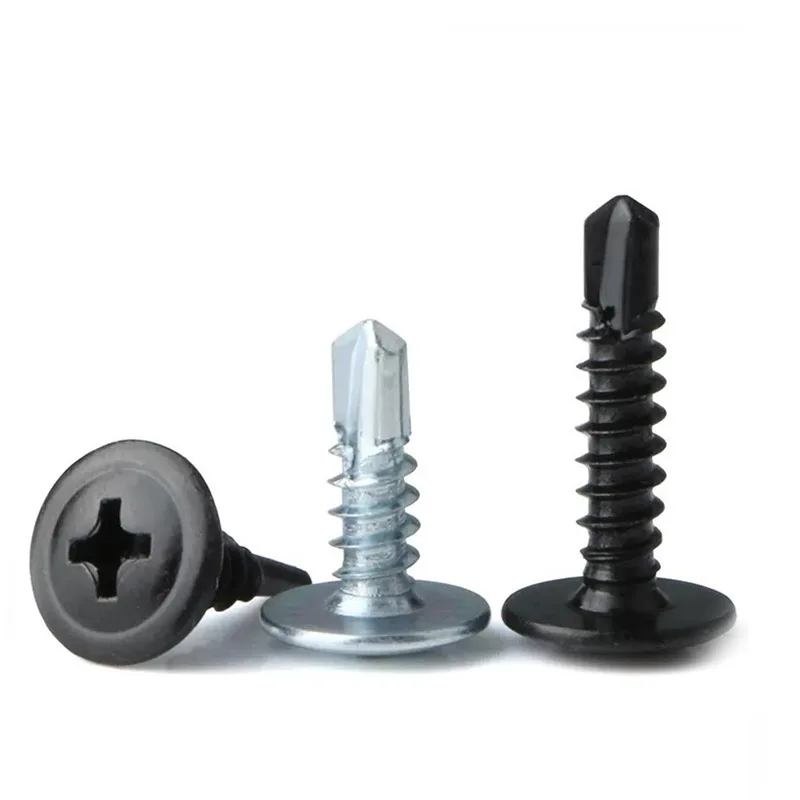 Galvanized large round head cross dovetail screw with pad self-drilling self-drilling screw iron steel plate