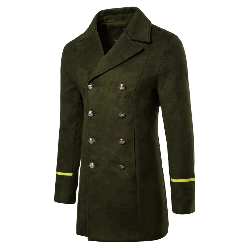 
hot sale latest design high quality mens military wool long overcoats 