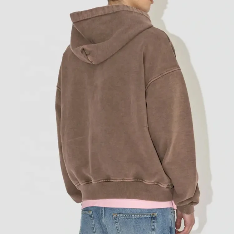 Wholesale vintage hoodies men high qualityBulk Oversized  French Terry Cotton Vintage Wash Blank Full Face Zip Up Hoodie Custom