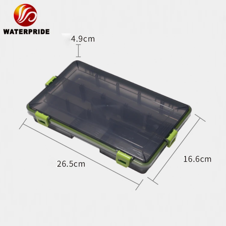 Waterproof Airtight Stowaway Tackle Box Storage Organizer for Fish Lure Fishing Tackle Box with Adjustable Dividers Plastic Gray