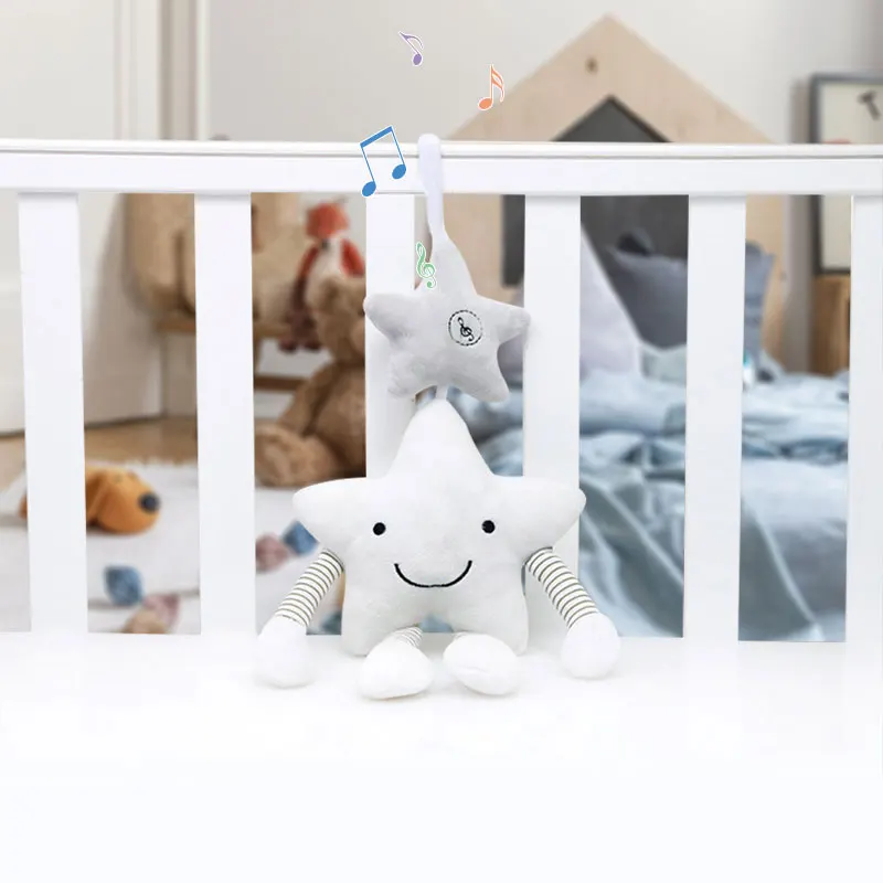 2021 NEW White five-pointed star music wind chime pendant sounding toy car hanging bed hanging bed bell accompanying toy