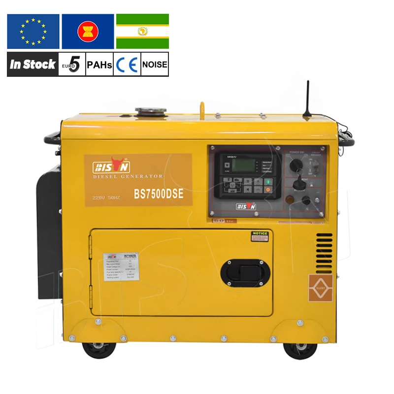 Bison Air-cooled 12 Volt 8.3A Home Use 380 V 400V 50Hz 6.5Kva Silent Type Best Services 3 Phase Generator for Sale