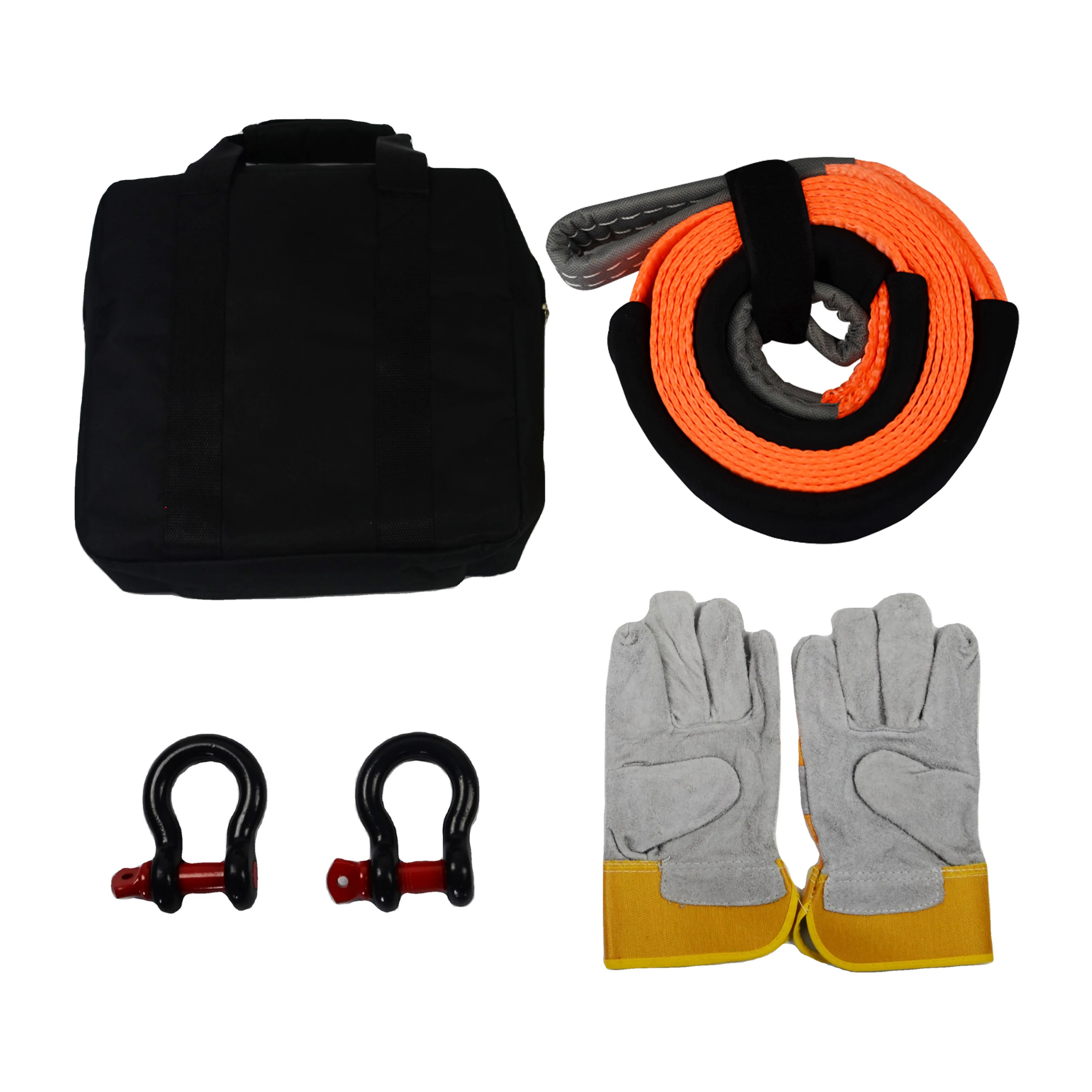 JINLI Custom OEM/ODM 3' X30ft Heavy Duty Recovery Tow Straps Kit with 36,000 lb Emergency 4WD Towing Rope 3/4 Shackles