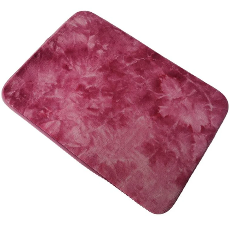 Tie Dye Faux Rabbit Fur Soft Anti-slip Shaggy Absorb Bathmat Door Mat Memory Foam Rug