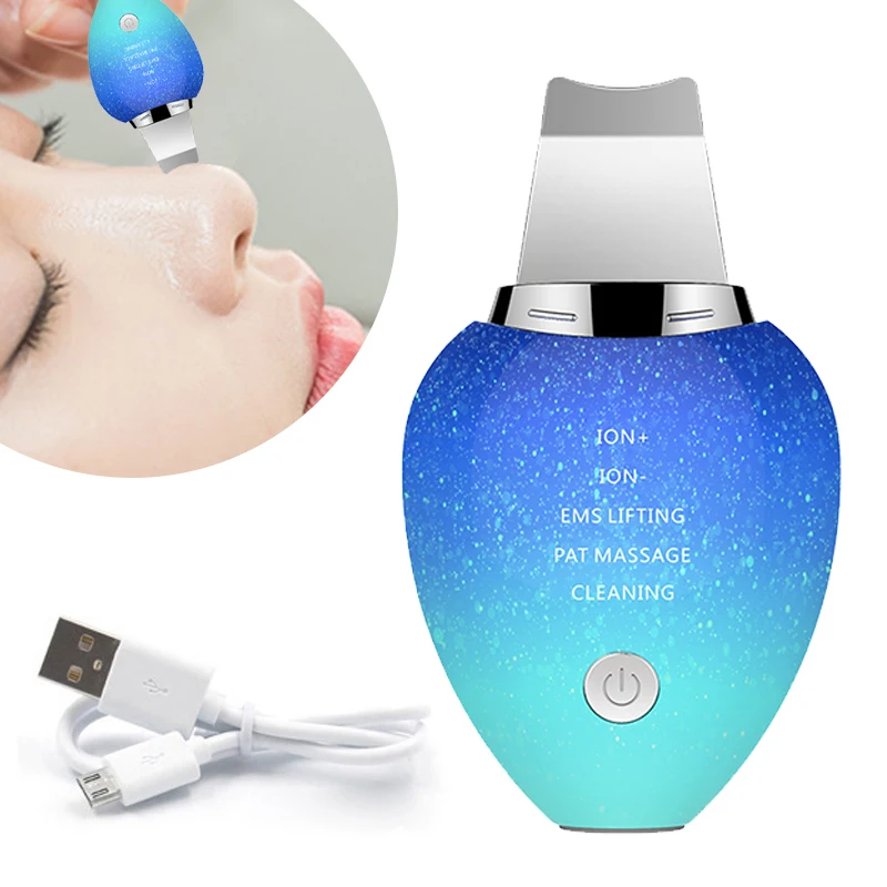 Mini waterproof electric facial face lift peeling ultrasonic skin scrubber