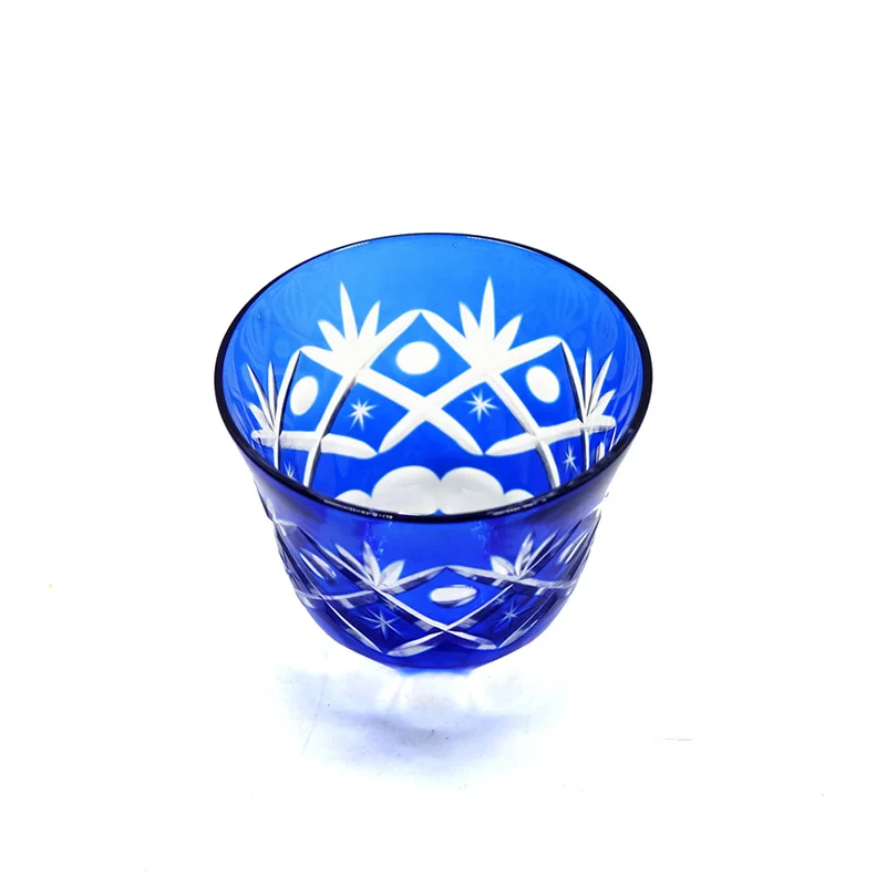 130 мл синий ручной резки до прозрачного стекла холодный чай чашки