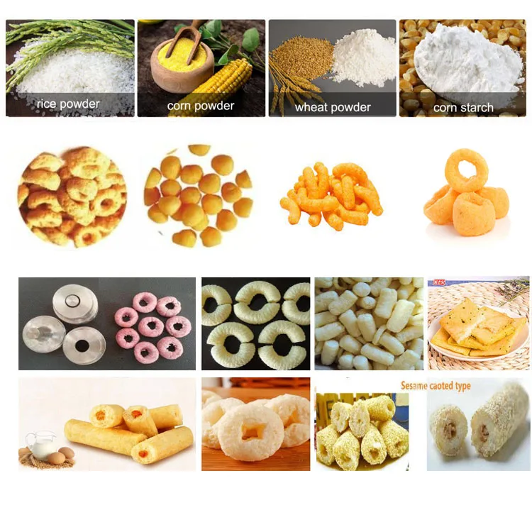 Automatic 300 kg/h Puffed Breakfast Cereal Snack Making Machine Puff Corn Flakes Rice Ball Production Line